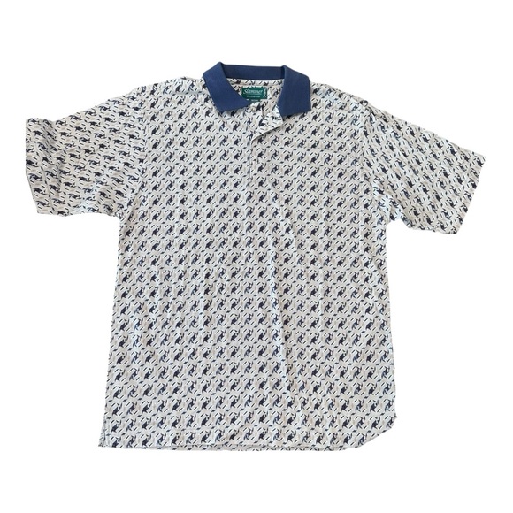 Munsingwear Other - Slammer USA by Munsingwear Navy Blue and Tan‎ patterned polo size Medium